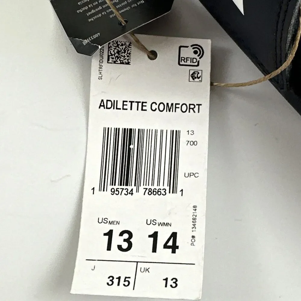 Adidas Adilette Comfort Slide Sandal Tags Navy White Stripes Legend‎ Ink Mens 13